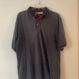 Duck Head Patterned Polo Shirt - Navy and Red